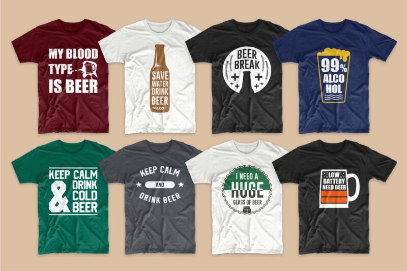 Beer t-shirt designs bundle svg. Beer t shirt design png bundles. Alcohol t shirt design. Drinker t shirts design. Quotes sayings about beer. Beer theme vector pack collection.