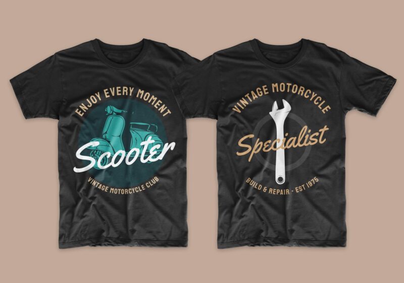 Download 50 Editable vintage motorcycle and Biker t-shirt design ...