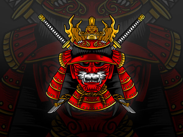 Japanese samurai mask vector tshirt design