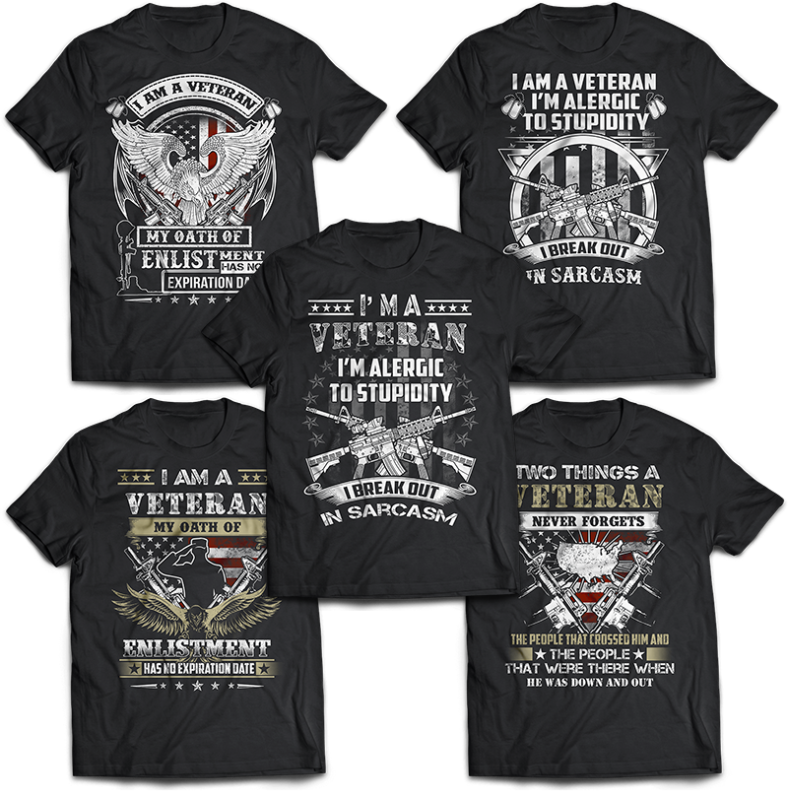 76 bundle american veteran, army and military tshirt designs psd file editable text and layers