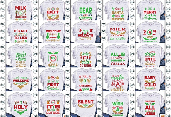 Best Selling Mega Christmas Quotes Tshirt designs Bundle