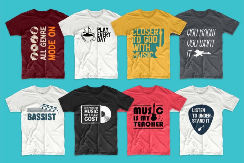Download Music t-shirt designs bundle SVG. Music t shirt design PNG bundles vector. T-shirt design for ...