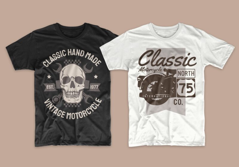 Download 50 Editable vintage motorcycle and Biker t-shirt design ...