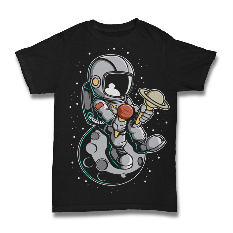 20 Astronaut Cartoon Tshirt Designs Bundle