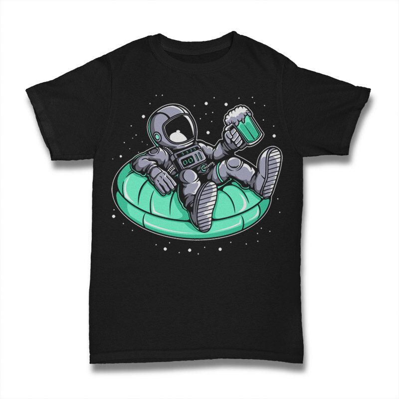 20 Astronaut Cartoon Tshirt Designs Bundle