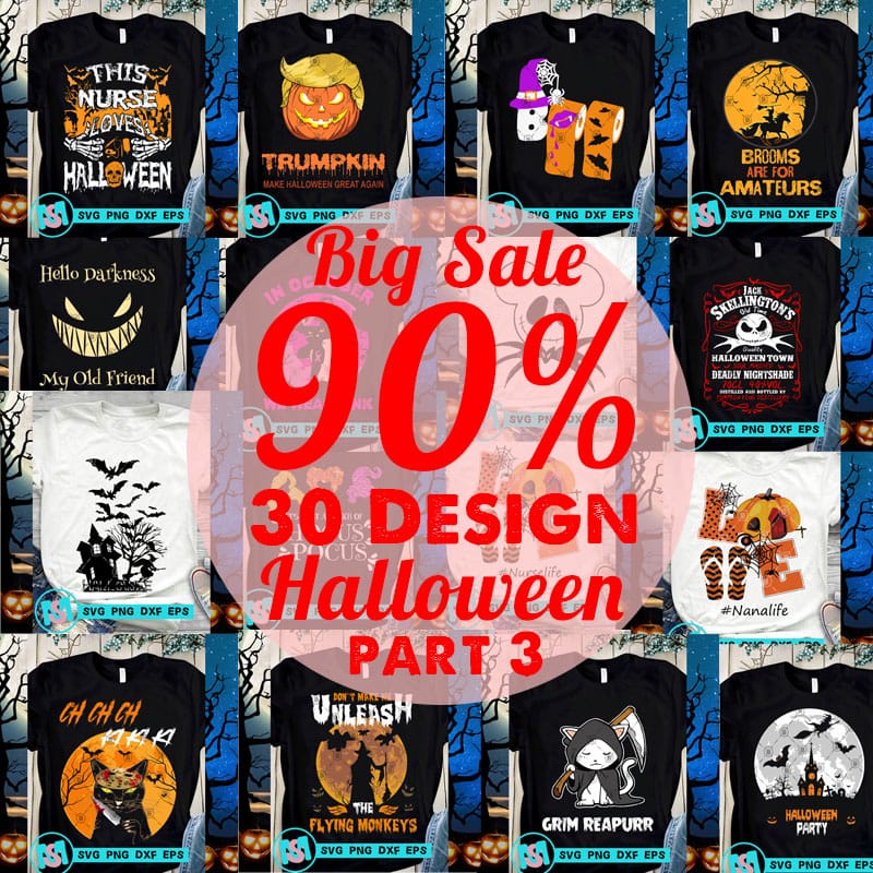 Big Sale Halloween SVG, Happy Halloween SVG, Witch SVG, Cat SVG, Boo ...