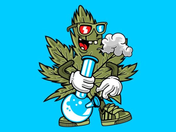 Canabis smoking cartoon t shirt vector file