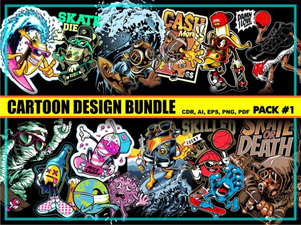 Cartoon t-shirt design bundle #1