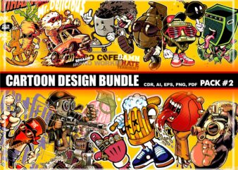 Cartoon t-shirt design bundle #2