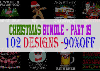 Christmas Bundle 19 – 102 designs – 90% OFF