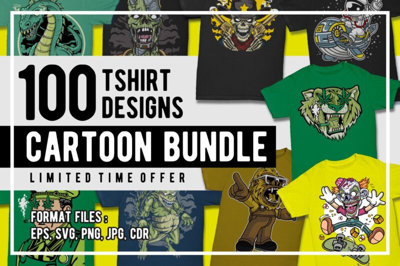 100 Cartoon Tshirt Designs Bundle