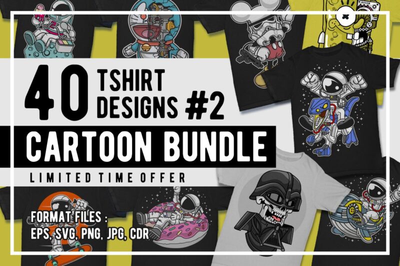 40 cartoon tshirt designs bundle #2