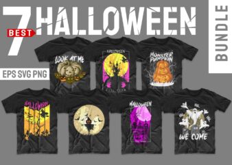 Halloween bundle svg png t-shirt designs bundles. Horror t shirt design illustration monster t shirts pack vector