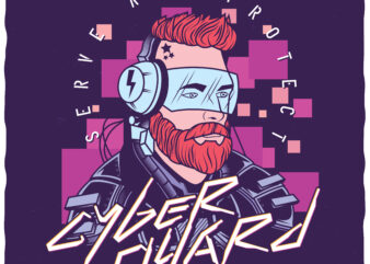 Cyberguard. Editable t-shirt design.