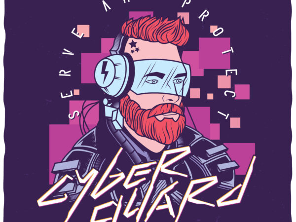 Cyberguard. editable t-shirt design.