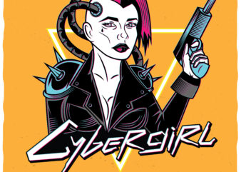 Cybergirl. Editable t-shirt design.