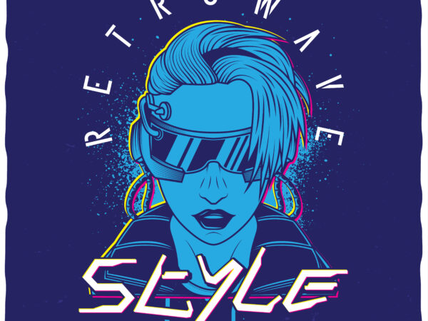 Retrowave style. editable t-shirt design.