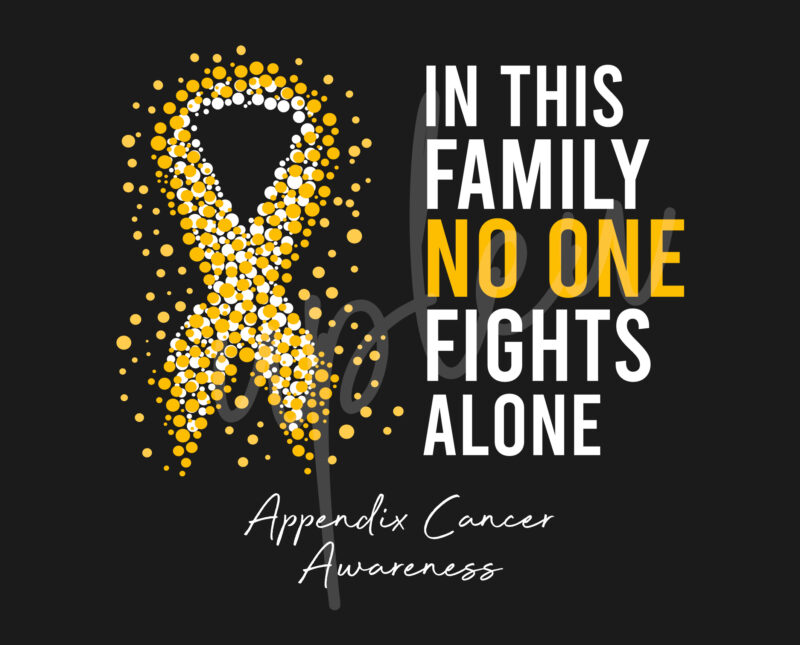 Appendix Cancer SVG, In This Family No One Fights Alone Svg,Appendix Awareness SVG, Amber Ribbon SVG,Fight Cancer svg, Awareness Tshirt svg, Digital Files