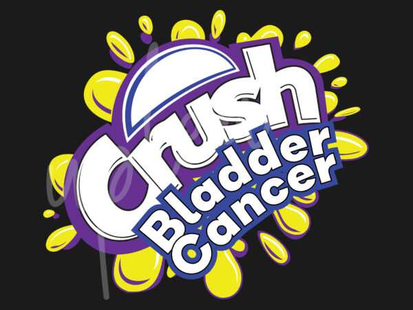 Crush bladder cancer svg, crush bladder cancer awareness svg, blue,yellow abd purple ribbon svg, fight cancer svg, awareness tshirt svg, digital files, digital download