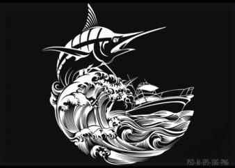 Fishing Marlin t shirt graphic design