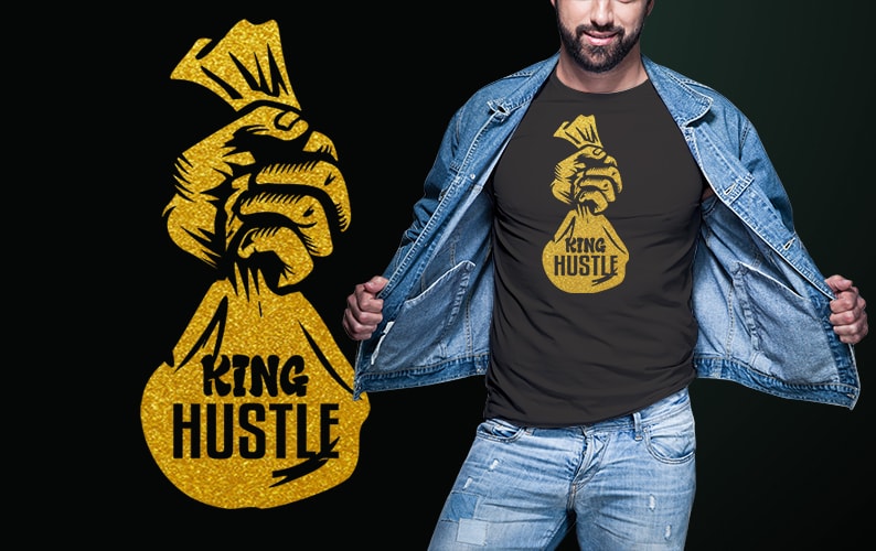 king hustle gold tshirt design jpeg,png and psd file