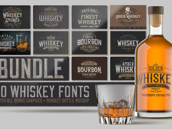 Whiskey fonts bundle t shirt design for sale Whiskey fonts bundle t shirt design for sale