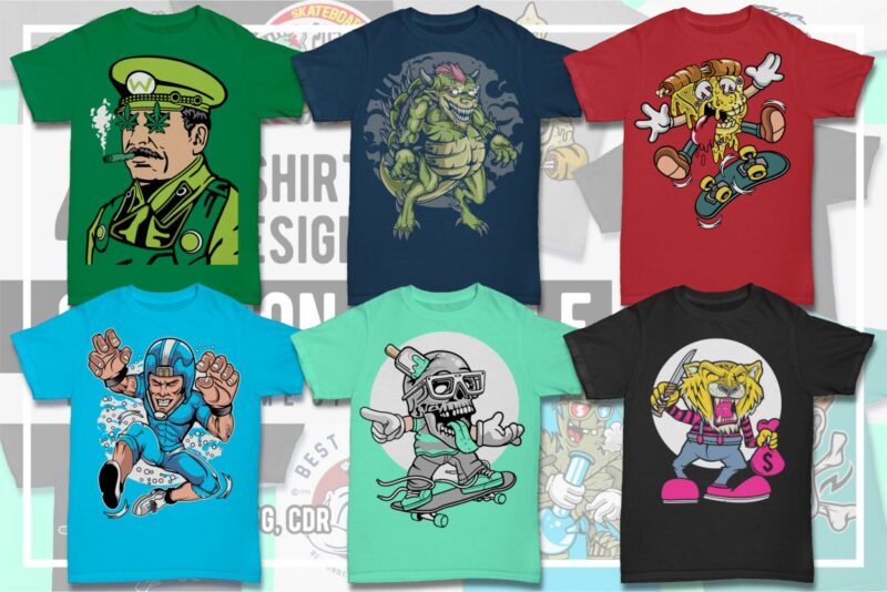 100 Cartoon Tshirt Designs Bundle
