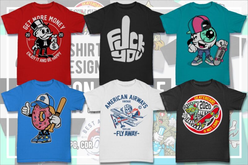 100 Cartoon Tshirt Designs Bundle