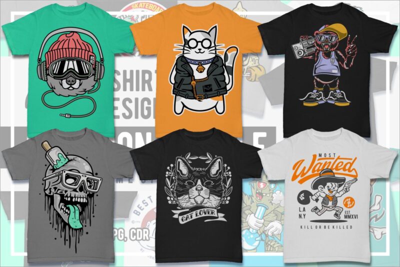 100 Cartoon Tshirt Designs Bundle