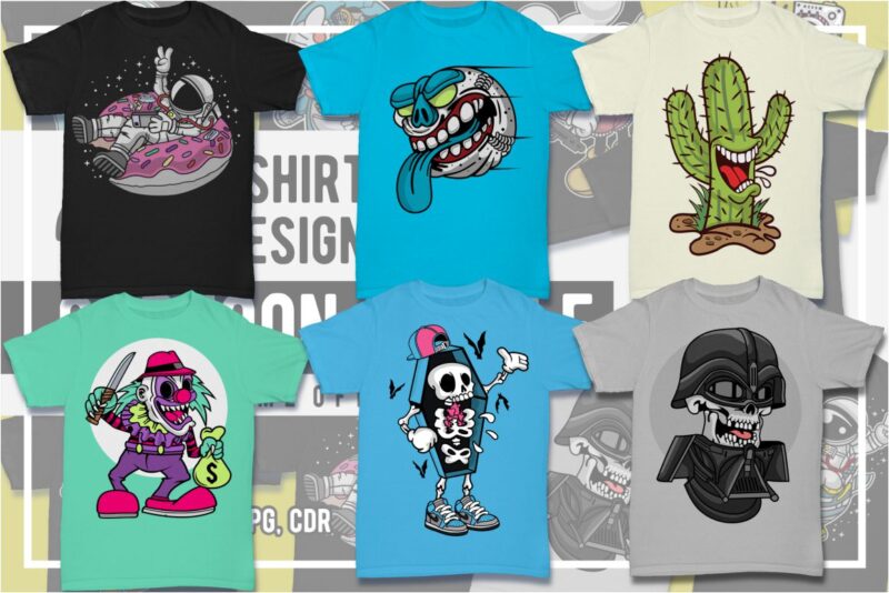 t-shirt vector 40 cartoon tshirt designs bundle #2