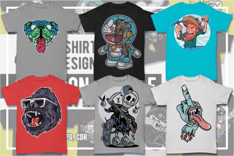 100 Cartoon Tshirt Designs Bundle