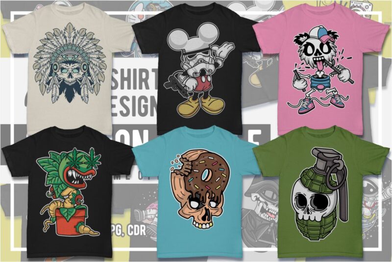 100 Cartoon Tshirt Designs Bundle