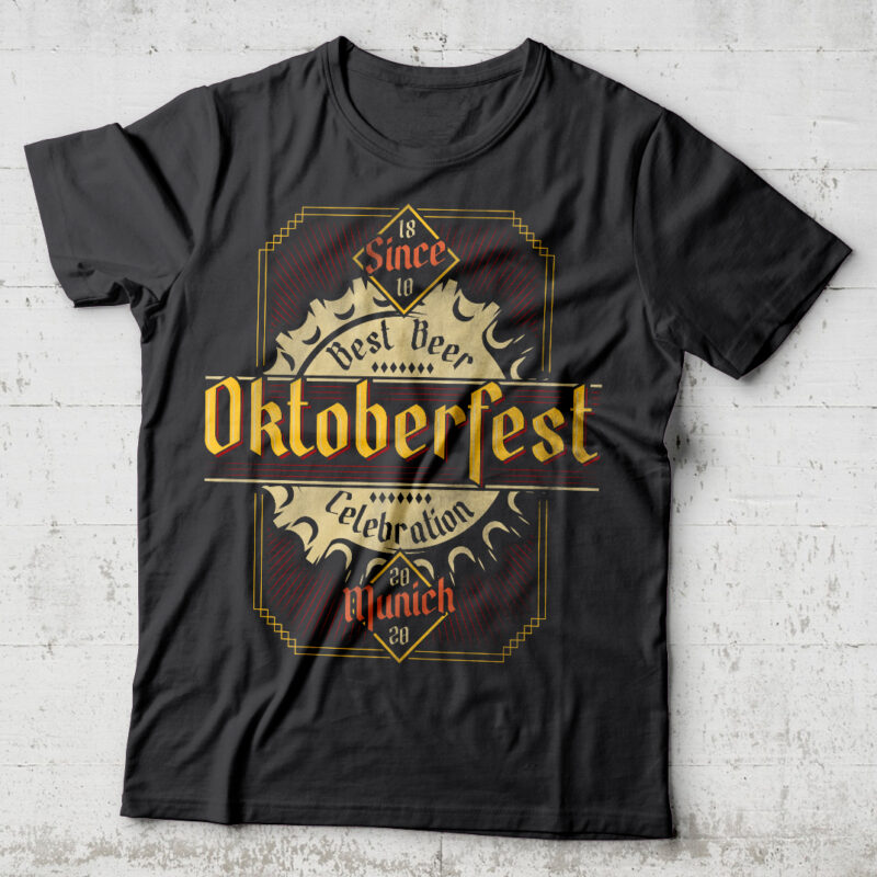 Oktoberfest Celebration. Editable t-shirt design.