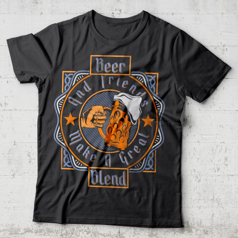 Beer And Friends. Editable t-shirt design.