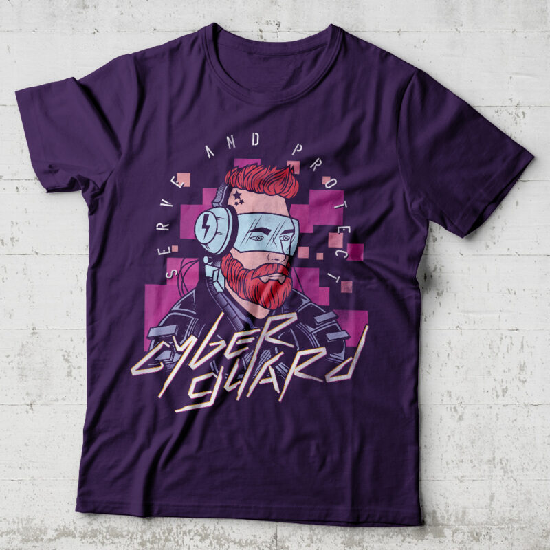 Cyberguard. Editable t-shirt design.