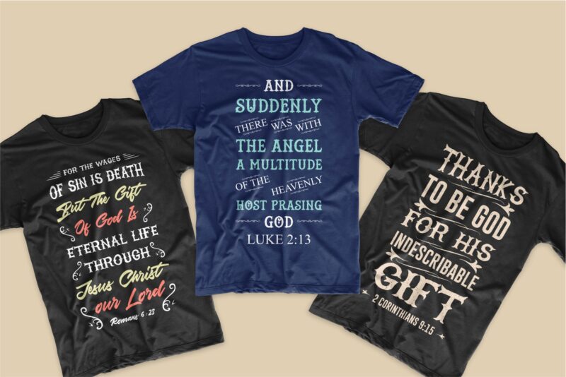 Christmas bible verses bundle T-shirt deisgn SVG PNG EPS, Typography lettering t shirts designs bundles, Bible verses bundle svg vector