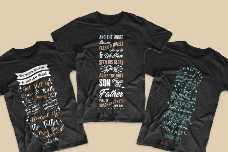 Christmas bible verses bundle T-shirt deisgn SVG PNG EPS, Typography lettering t shirts designs bundles, Bible verses bundle svg vector