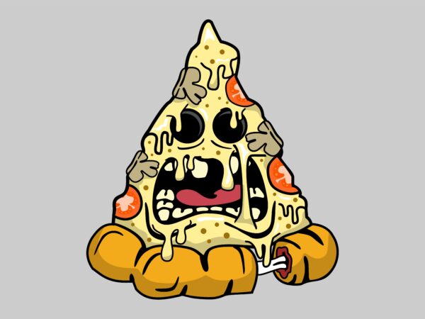 Pizza monster piramid t shirt illustration