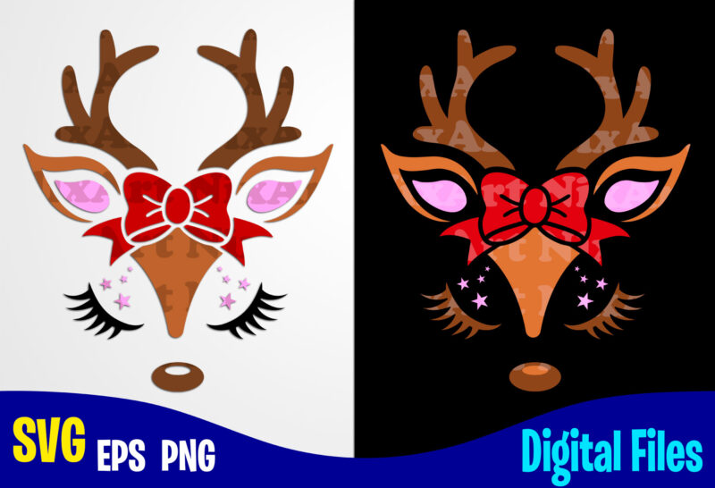 Deer face, Deer Head, Reindeer, Christmas svg, Funny Christmas design svg eps, png files for cutting machines and print t shirt designs for sale t-shirt design png