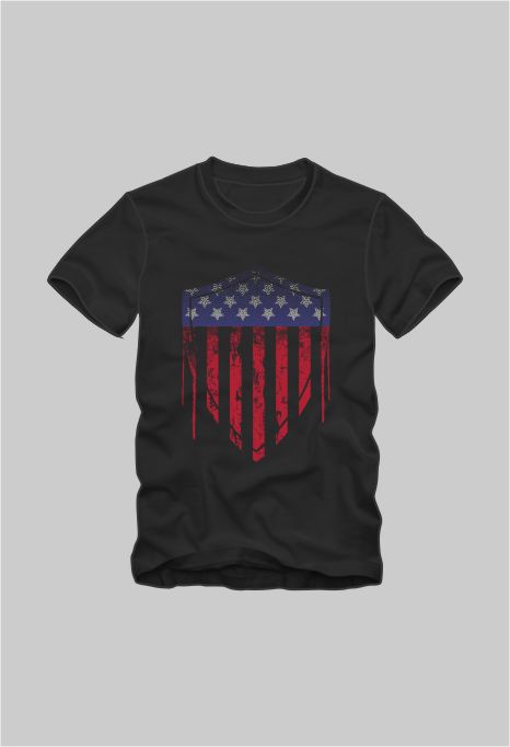 “Shield with Flag of USA” design tshirt vector template for sale