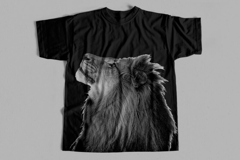 Lion T shirt design – Lion png – Black & White Lion