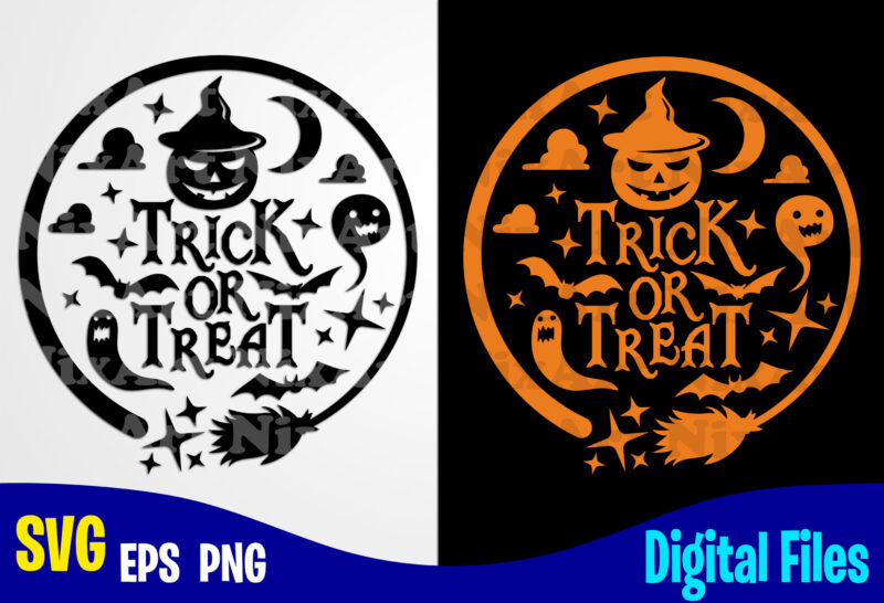 Trick Or Treat, Round design, Happy Halloween, Halloween, Halloween svg, Funny Halloween design svg eps, png files for cutting machines and print t shirt designs for sale t-shirt design png