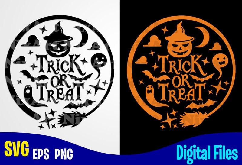 Trick Or Treat, Round design, Happy Halloween, Halloween, Halloween svg
