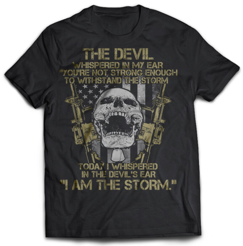the devil skull army veteran tshirt design psd file editable text#32