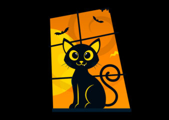 cat happy halloween t shirt vector file