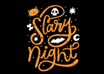 cat scary night t shirt vector file