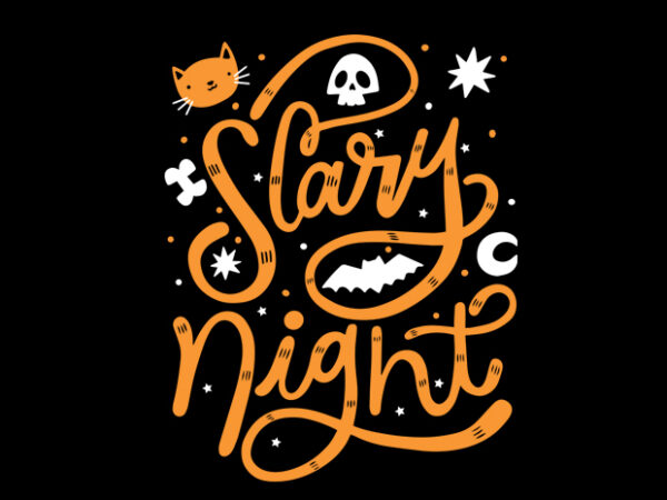 Cat scary night t shirt vector file