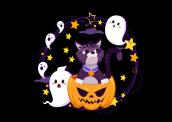 cat happy halloween4 t shirt vector file