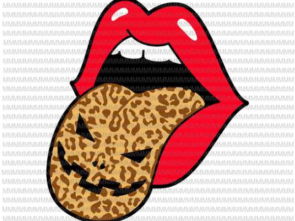 Pumpkin tongue with leopard lips halloween svg, lips halloween, funny halloween svg, pumpkin svg, funny ghost svg, boo sheet halloween svg t shirt illustration