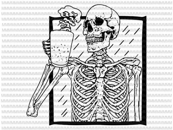 Halloween Coffee Drinking Skeleton Skull Coffee svg, Halloween svg, Skeleton Skull Coffeek svg, Sugar Skull svg, Svg for Cricut Silhouette graphic t shirt